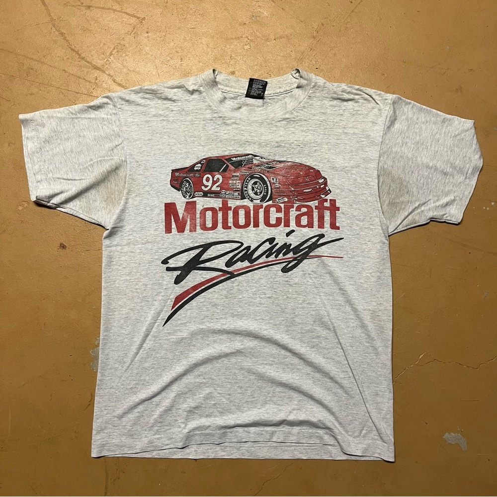 Vintage Single Stitch Motorcraft Racing Graphic Tshirt Large Stained